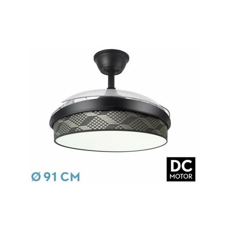 Ventilateur DC Fashion 72 W Noir/Gris Tetris 91 cm 7200 lm 3CCT Télécommande (1/2)