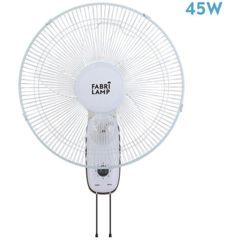 Fabrilamp – Ventilateur mural oscillant 45W – 3 vitesses – 5 pales translucides – Design moderne pour espaces restreints – 53x43x30 cm