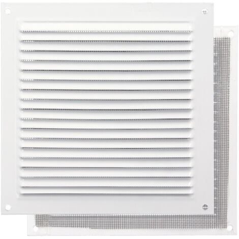 Grille d'aération en aluminium avec moustiquaire vissable 175 x 175 mm. Couleur blanche (1/4)