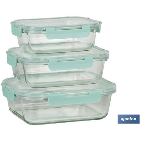 Ensemble de 3 récipients en borosilicate modèle Agatha 640 Ml -1040 Ml-1520 Ml