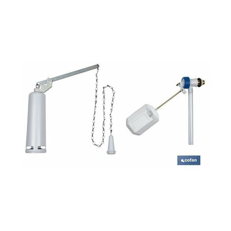 Cofan – Mécanisme de chasse d'eau haut avec robinet latéral – Anti-calcaire – Installation rapide sans outils – Compatible réservoirs standards