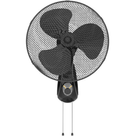 GSC – Ventilateur mural 45W silencieux – 3 vitesses – Oscillation 90° – Installation murale – Corps noir élégant