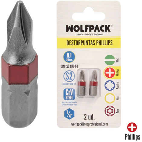 Phillips No. 1 Extracteur d'embouts (2 pièces) S2 Acier au chrome vanadium (1/5)