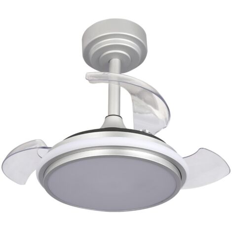 Ventilateur Antila Mini Xs Argent Design Discret, Pales Rétractables, éclairage Led 3cct - Cristalrecord (1/5)