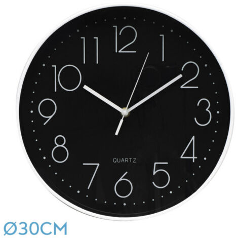 Horloge murale of noir-blanc heure 30d mouvement continu (1/4)
