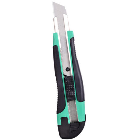 18mm cutter précis green/nego guide rétractable en acier inoxydable, système de verrouillage ergonomique antidérapant guard4cuch 2x16,5x3,5cm (1/3)
