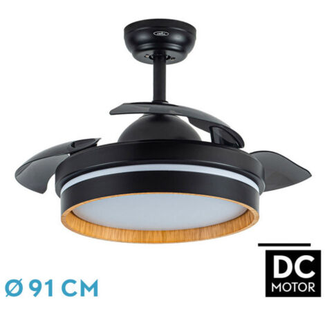 DC Ventilateur plafond avec Télécommande Minuterie Alo Noir
