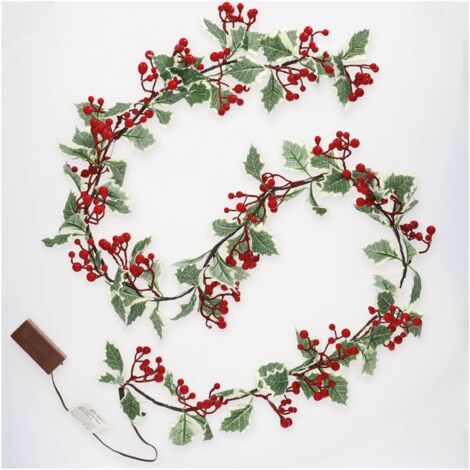 Guirlande Couronne Mariage Baies De Houx Artificielles Fangoo | La Déco De Noël Guirlande Baies Rouge