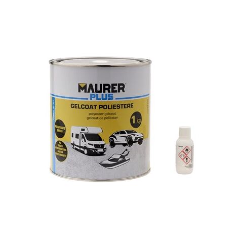 Maurer – Gel coat polyester 1kg – Finition blanche – Application facile – Résistance aux intempéries – Pour alerons, canoës et carrosseries