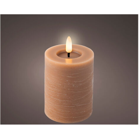 Bougie En Cire Led Marron Avec Lignes De Marbre, ø7x11,2cm. Lumineo (1/2)