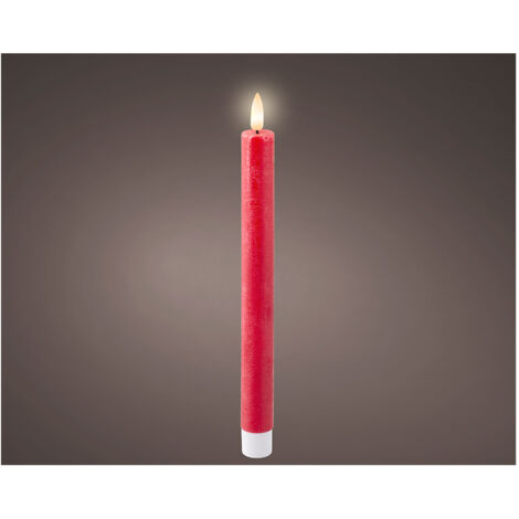 Lumineo Bougie LED rouge Ø 2,2 x 24,5 cm (AAA) (2 pièces) (1/2)