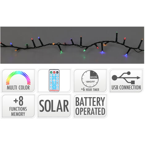 Guirlande LED 8 fonctions scintillantes Multicolore IP44 solaire BASICS (1/2)