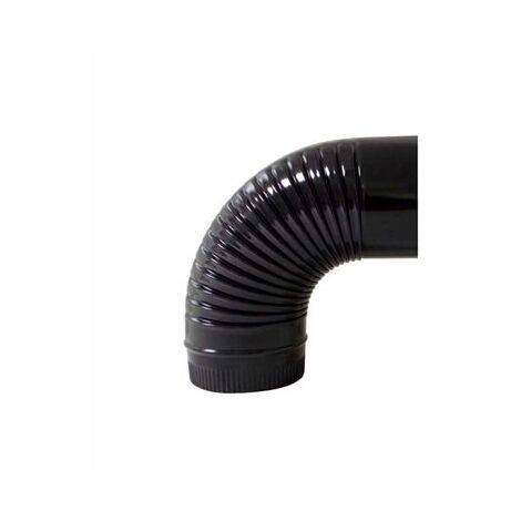 Coude vitrifié noir 90° pour poêle à pellets – Raccord fumisterie 100 mm – Résistant et esthétique pour systèmes de chauffage – Exojo (1/2)