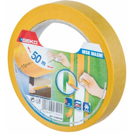 GEKO Ruban de papier washi professionnel « MSK Washi » pour usage intérieur et extérieur adhésif à base d'eau 19 mm x 50 m (1/3)
