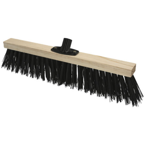 Brosse de balayage industrielle en fibres grossières et support en bois avec griffe en plastique Ø21,3mm (sans manche) (1/5)