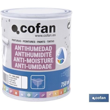 Peinture synthétique anti-humidité blanc mat pour intérieur et extérieur (750ml) (1/4)
