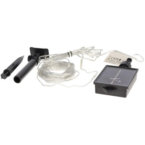 Guirlande LED à chargement solaire avec 8 fonctions et lumière chaude (3000K 3,6V) IP44 5m en cuivre et PVC noir (1/5)