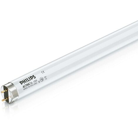 Tube piège à insectes fluorescent « Actinic BL TL-D » avec lumière actinique G13 (15W 55V) IP20 Ø2,8x45,1cm coloris blanc