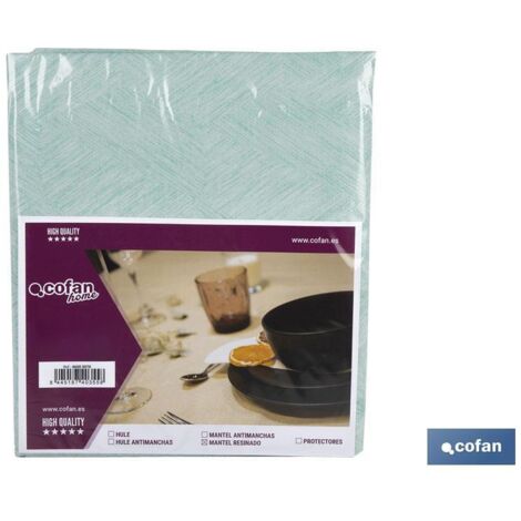 Nappe en résine antitache design moderne 140x140cm 60% coton et 40% polyester turquoise (1/3)