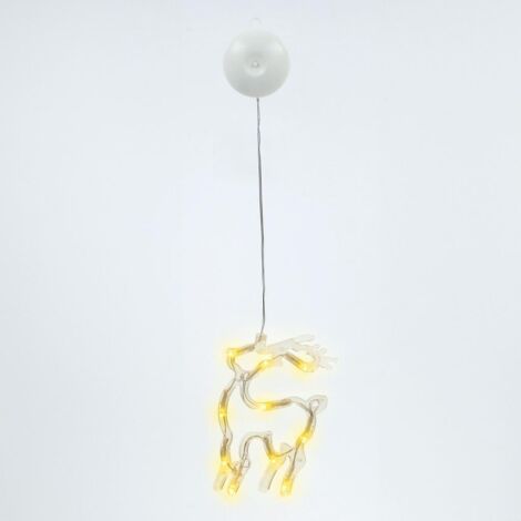 Renne suspendu Noël DIP LED pour décoration intérieure 3xLR03/AAA (0,23W 3000K) IP20 13x20cm avec ventouse (1/5)