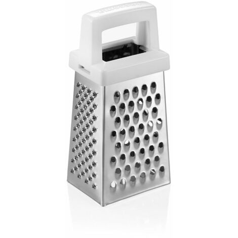 Mini râpe à 4 faces Handy couleur blanc et chrome pour râpage fin fabriquée en acier inoxydable et plastique compatible lave-vai (1/3)