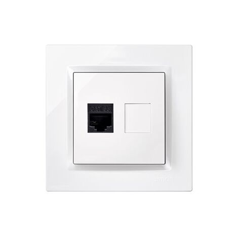 Base RJ45 CAT.5E "Série 10" avec cadre en couleur blanche en plastique IP20 8,4x8,4cm SIMON