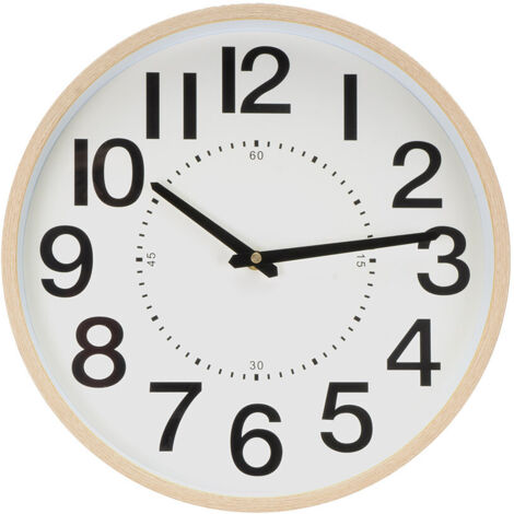 Horloge murale "Pipo", Ø35x5cm, avec aiguilles à mouvement continu, bois clair et couleur beige (pile AA non incluse) (1/2)