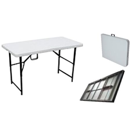 Table Rectangulaire Pliante Réglable Pour Enfant – Blanc, Plastique HDPE – Hauteur Ajustable 50/62/74 Cm