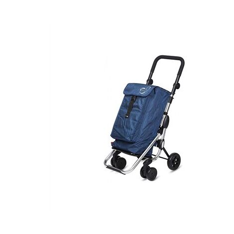 Chariot de courses pliable navy – Capacité 39,5L – Poignée réglable – Roues avant pivotantes – Sac isolant amovible 10L – Playmarket (1/3)