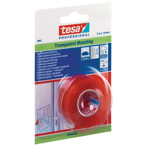 Rouleau de ruban adhésif double face transparent 1,5m x 19mm 66965 tesa (1/3)
