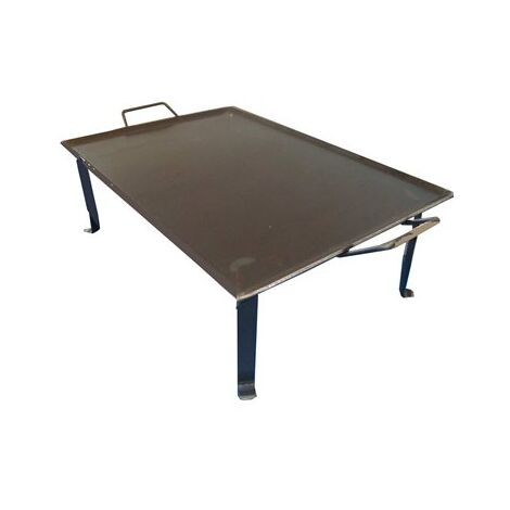 Plaque à griller en acier 4 mm avec 2 poignées en métal et pieds sans graisse 50x33
