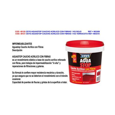 CEYS Aguastop Caoutchouc Acrylique avec Fibres 1 kg Rouge
