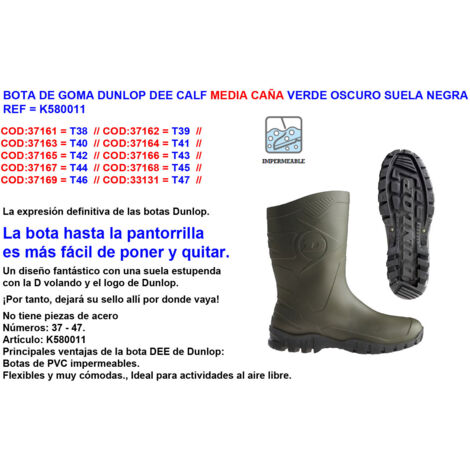 Dunlop botte mi-mollet en caoutchouc numéro 42 vert Normal K580011