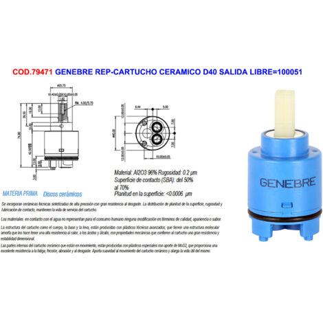 Cartouche Céramique D40 Sortie Libre Genebre 100051