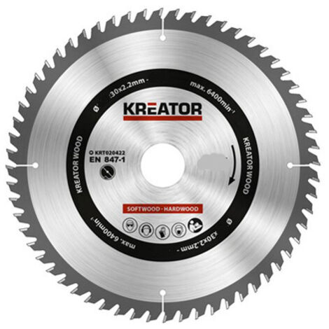 Lame de scie à bois 210x30mm 60d krt020422 kreator (1/3)