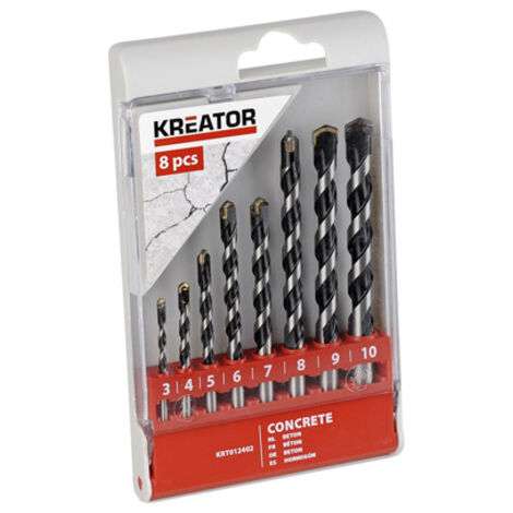 Lot de 8 forets à béton 3-4-5-6-7-8-9-10mm krt012402 kreator (1/2)