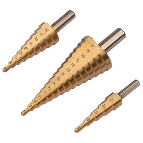 Proteco-Werkzeug® HSS Titan TIN TiALN Lot De 3 Forets étagés