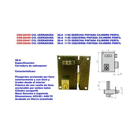 Serrure Yale 56-a/hp/70/ Gauche
