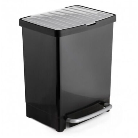 Poubelle de recyclage Tatay 2 compartiments 17L et 8L noir 41,5x33x28 cm (1/4)