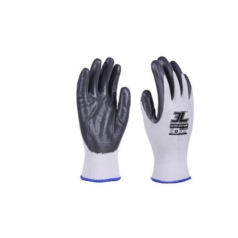 Paquet. 12 gants extra larges en nitrile nylon gris Ecoflex taille 10 (1/2)