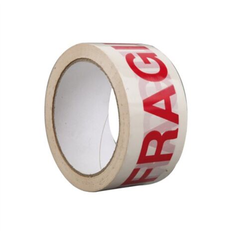 Rouleau Ruban Adhésif 'FRAGILE' - 50 Mm X 66 M, Rouge Sur Blanc, Ultra Résistant Pour Colis Et Déménagement