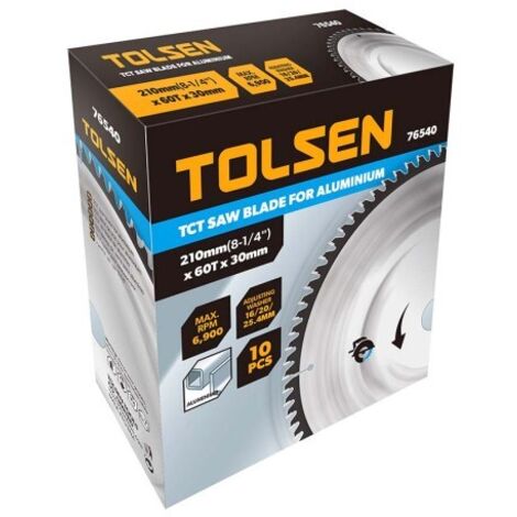 DISQUE POUR SCIE CIRCULAIRE TCT CUT ALUMINIUM 215X60TX30 TOLSEN (1/2)
