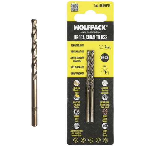 Foret cylindrique de 4 mm en HSS cobalt DIN 338 (blister de 2 unités) (1/5)