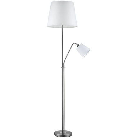 Lampadaire 1xE27+1xE14 180cm Nickel Abat-jour Blanc Série Arturo (1/2)