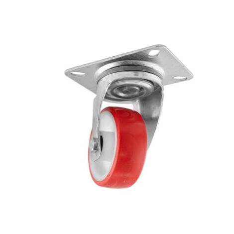Roulette pivotante rouge avec base - 125mm/150kg, INTHER.