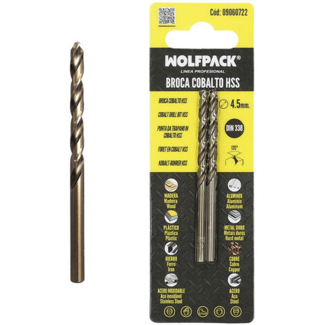 Foret cylindrique de 4,5 mm en HSS cobalt DIN 338 (blister de 2 unités) (1/5)