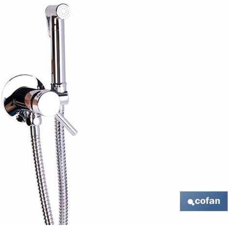 Douche hygiénique pour WC encastré 13x7,5x10cm coloris chrome (tuyau 120cm inclus) (1/4)