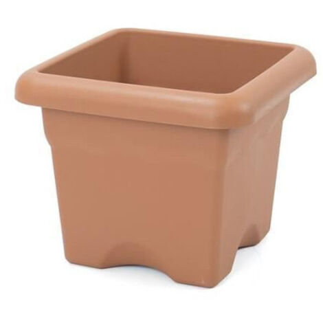 Pot carré modèle « Terra » 330 mm couleur marron (1/4)
