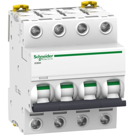 Disjoncteur SCHNEIDER IC60H, 4 pôles, 4 A, pouvoir de coupure de 70 kA. (1/4)