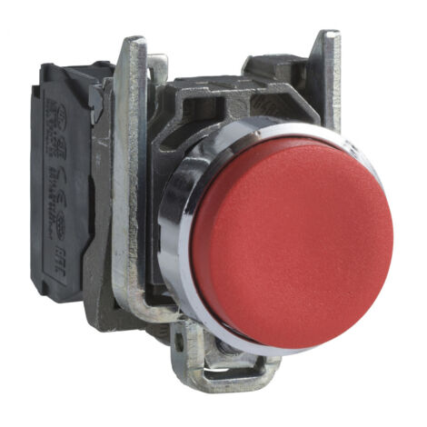 Bouton-poussoir SCHNEIDER RED 1NC PUSH BACK avec contact normalement fermé et conception ergonomique. (1/4)